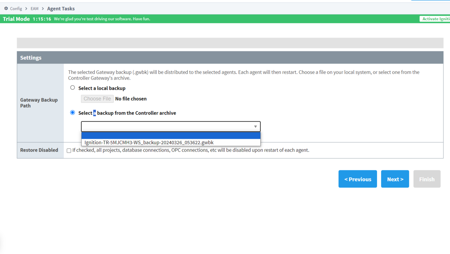 Controller archive backup