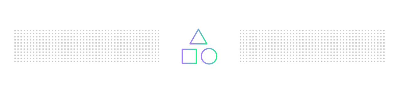 Banner graphic of purple and green triangle, square, and circle symbols.