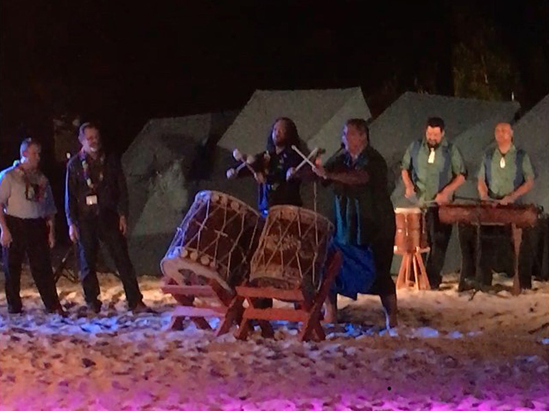 Kevin McClusky on the Drums at a Luau at ARC 2018