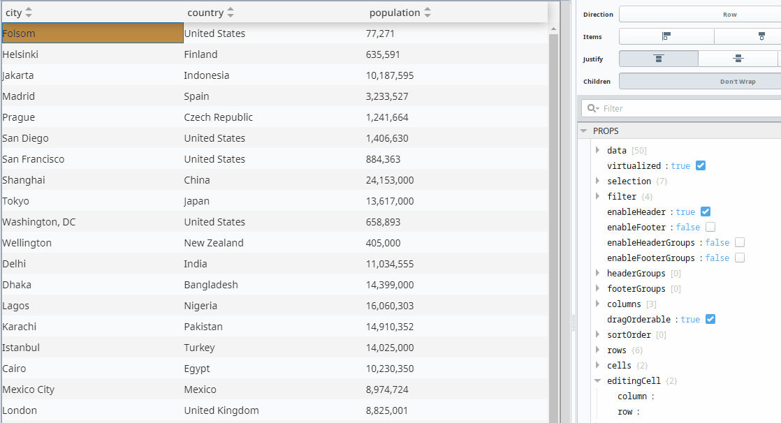 editingCell property in Perspective Table Component